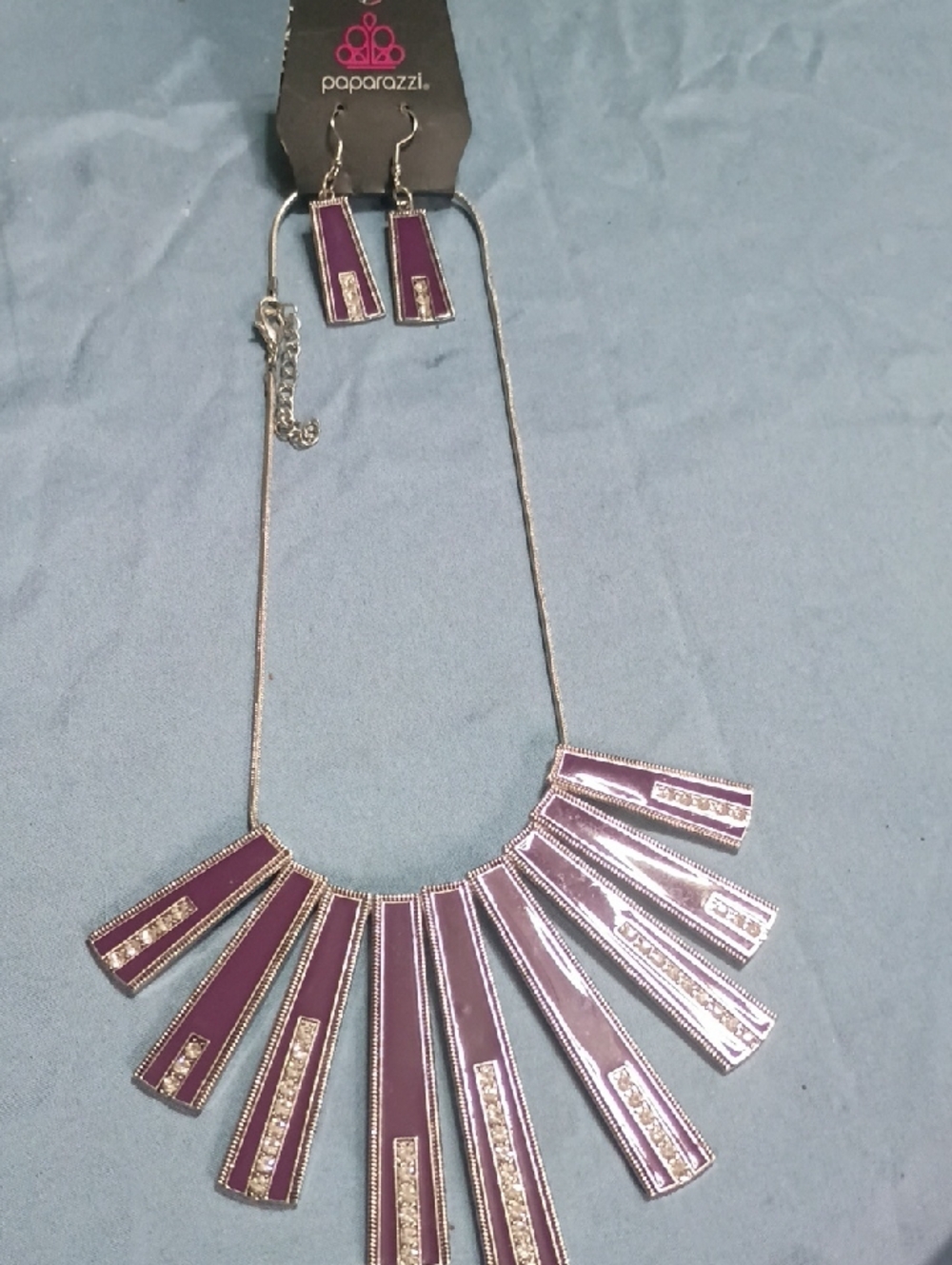 paparazzi Purple Fan Bar Necklace and Earrings Set